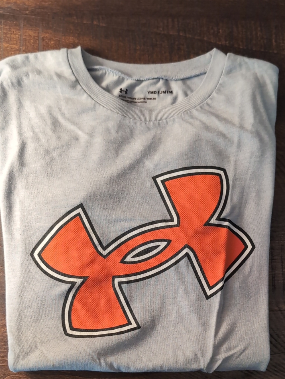 Under Armour Light Blue Short-Sleeve Tee with Orange Logo